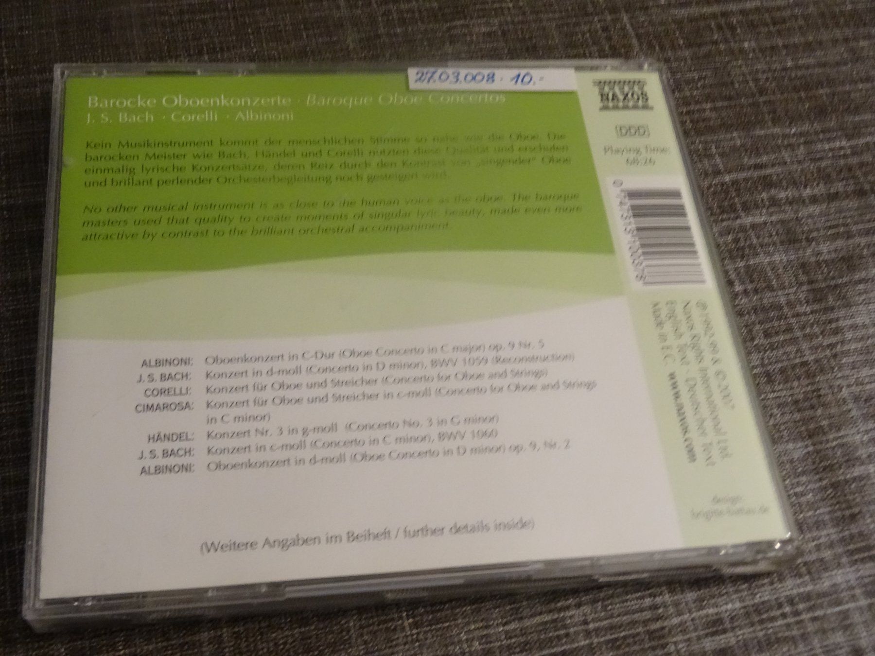 CD: Barocke Oboenkonzerte - CD – Usato da Olten venduto da Disc-Ausverkauf 1