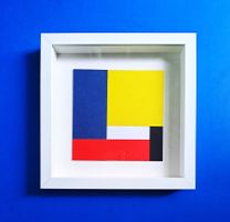 JO NIEMEYER Farb-Collage auf Weiss Hand- + Drucksigniert