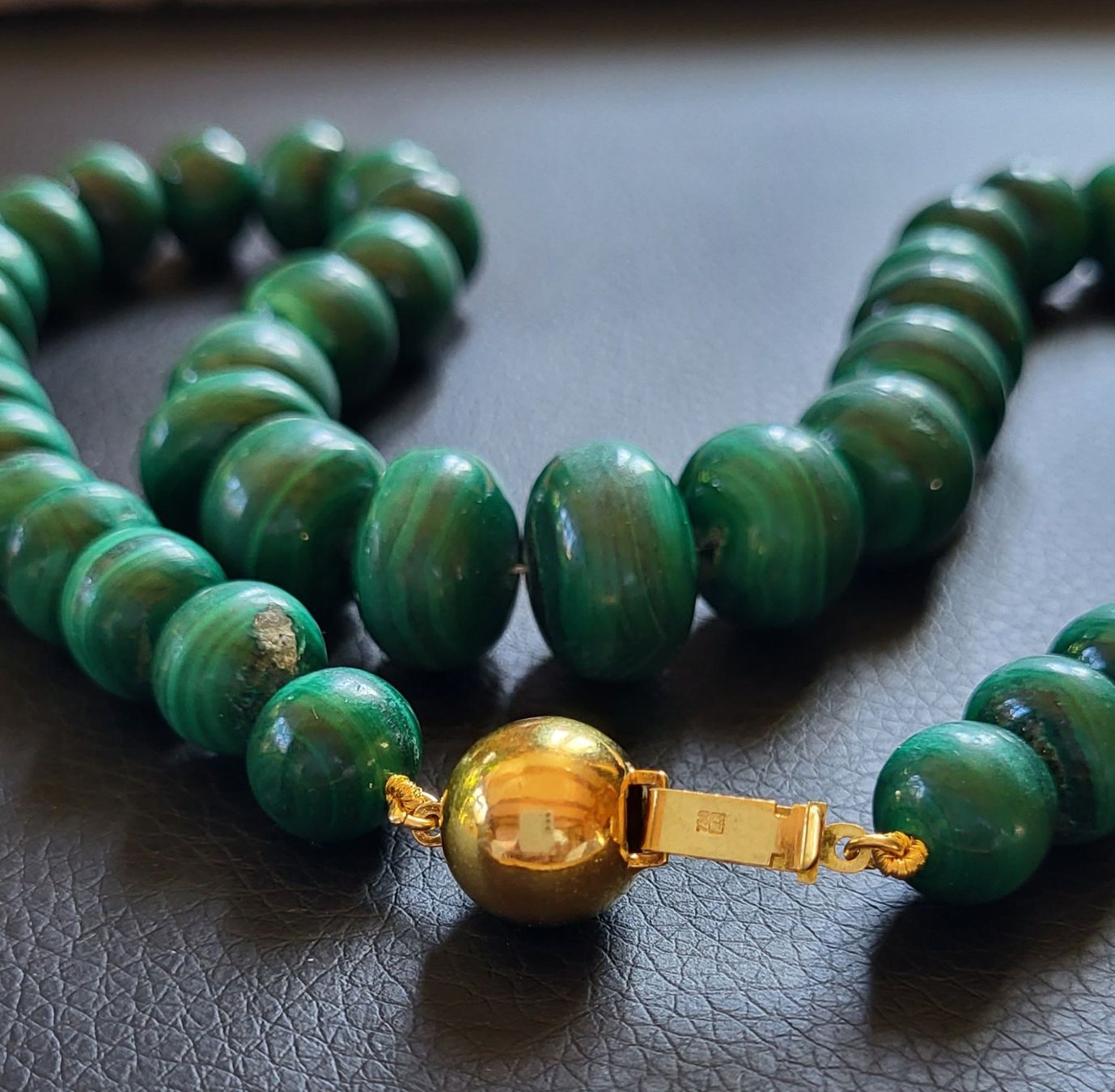 Catenine: Gold 750 Massiv Malachit Collier 18 Karat – Usato da Wald ZH venduto da Dasilver