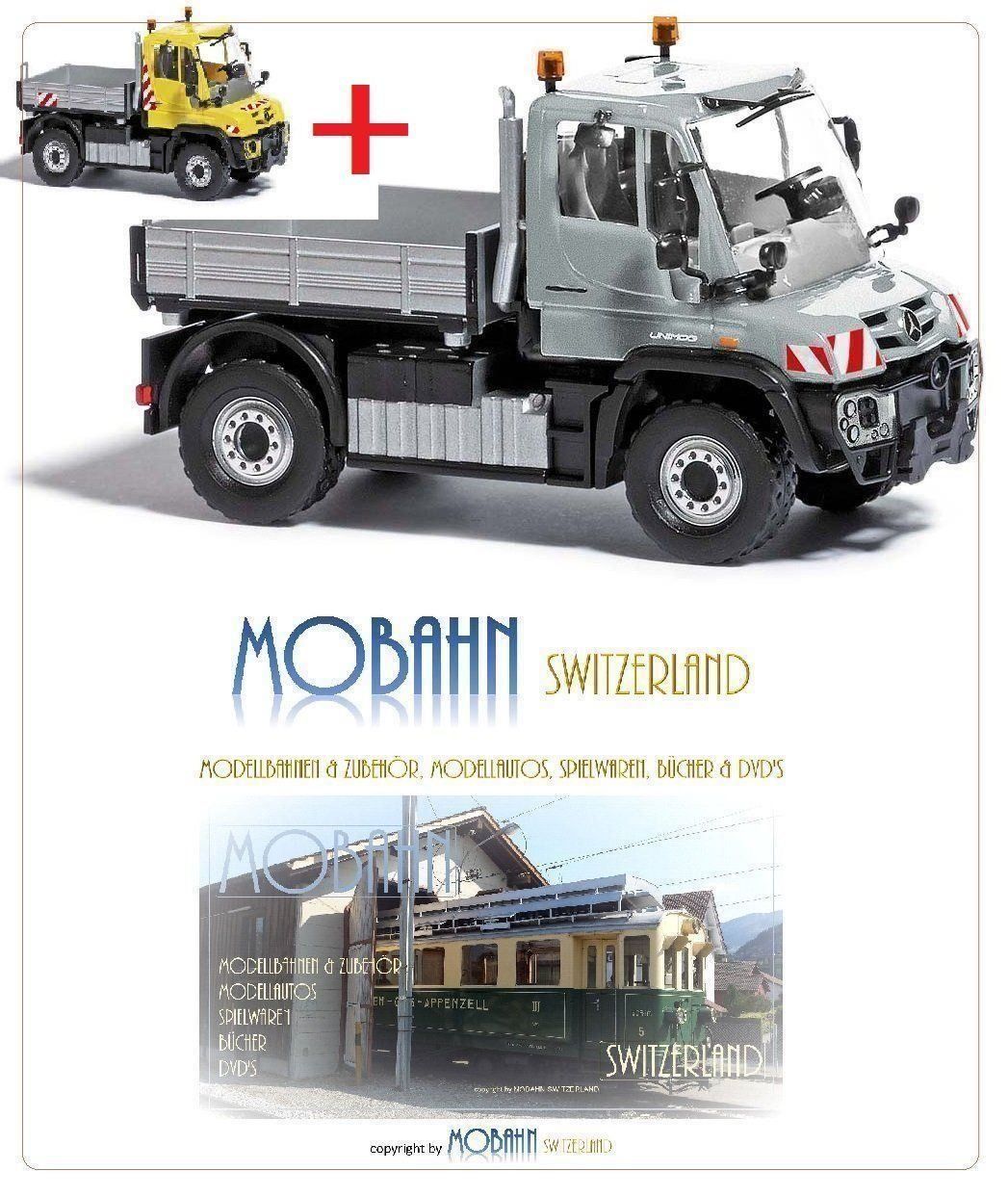 Busch Modellini d'auto: BUSCH - 2x MB "Unimog U430" - 1:87 – Nuovo e nell'imballaggio originale da Rotkreuz venduto da MOBAHN-1zu87 1