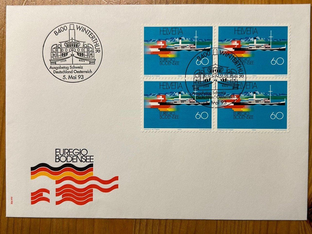 Tous les timbres: Erstagscouvert FDC Euregio Bodensee 1993 4er Block – D'occasion à Zollikon par Xblanka