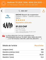 Ressort de suspension pour VW T5, T6