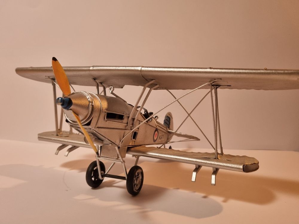 SPYMINNPOO Jouet d'avion, Modèle de Biplan en Fer, Ornement Rétro Vintage pour la Décoration de la Maison, café, Bar et Bureau (Yellow