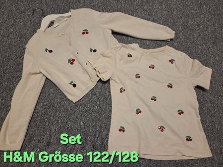 H&M Set Gr. 122/128 mit Kirschen, Cardigan & T-Shirt🍒