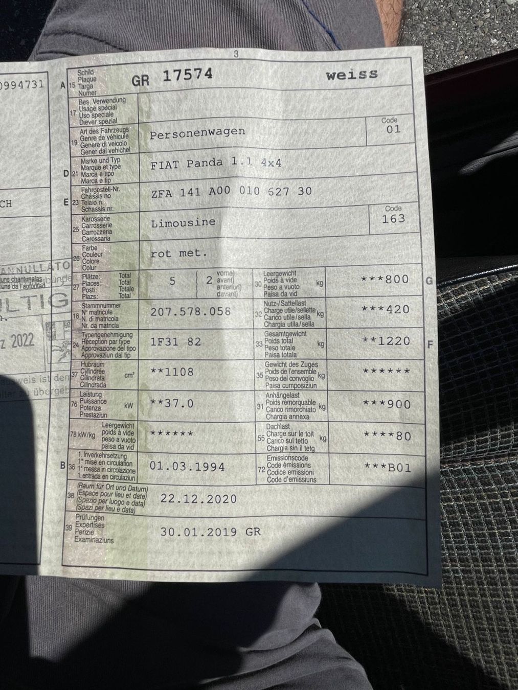 Fiat Autos: Fiat Panda 4x4 141 1.1 50PS – Defekt aus goldach von  5