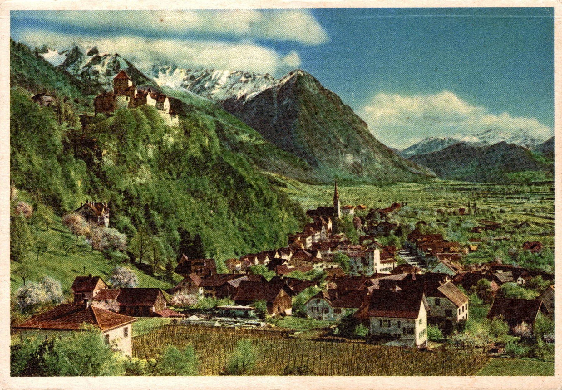 Ansichtskarten: Vaduz mit Schloss – Gebraucht aus Bronschhofen von Astore