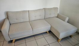 Beliani Ecksofa SIRO Helles Beige Linksseitig 