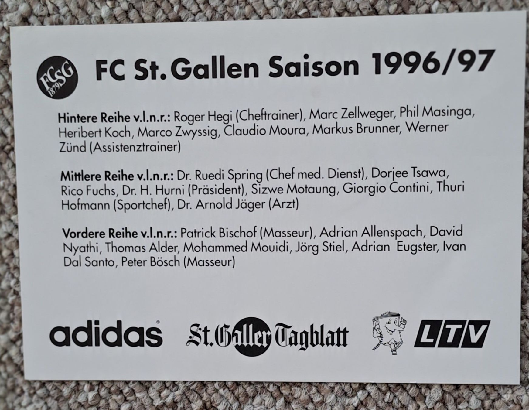 Cartoline: FC SG Saison 1996/97 Espenmoos Postkartenformat – Usato da Speicherschwendi venduto da allowed-crime 1