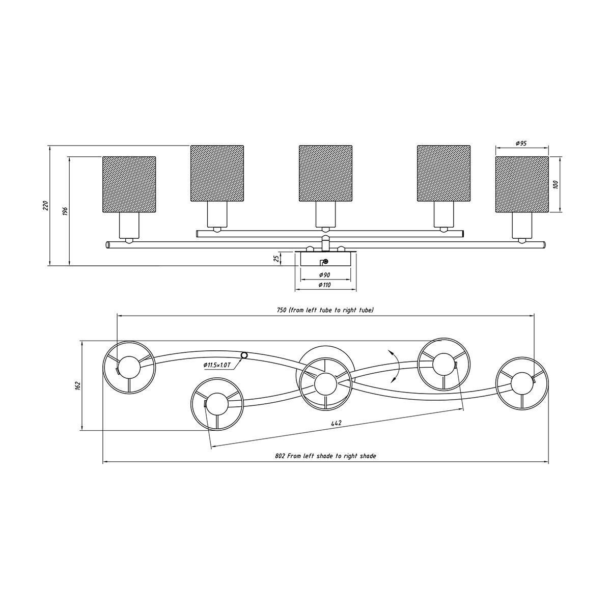 Lampadari & plafoniere: Deckenleuchte, 5 Strahler, 75 cm x 44 cm – Nuovo (secondo la descrizione) da Kreuzlingen venduto da Smart-Light 2