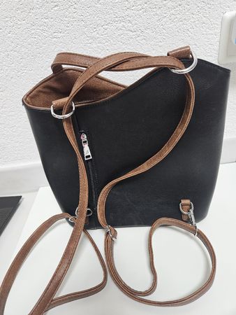 Saisons-TascheSchwarz-Braun Damen Lammleder-Optik 
