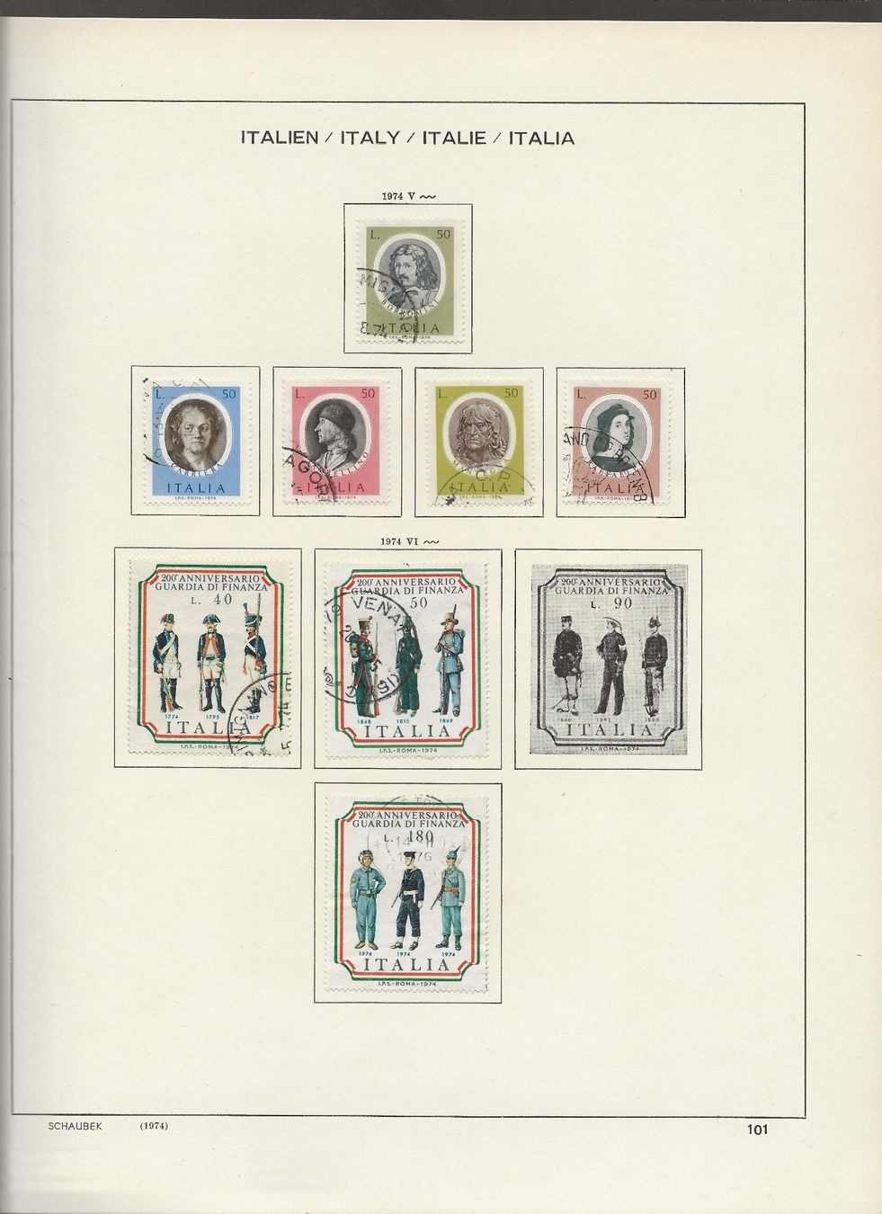 Alle Briefmarken: Marken Italien 1972 bis 1974 – Gebraucht aus Au ZH von xelagreb01 8