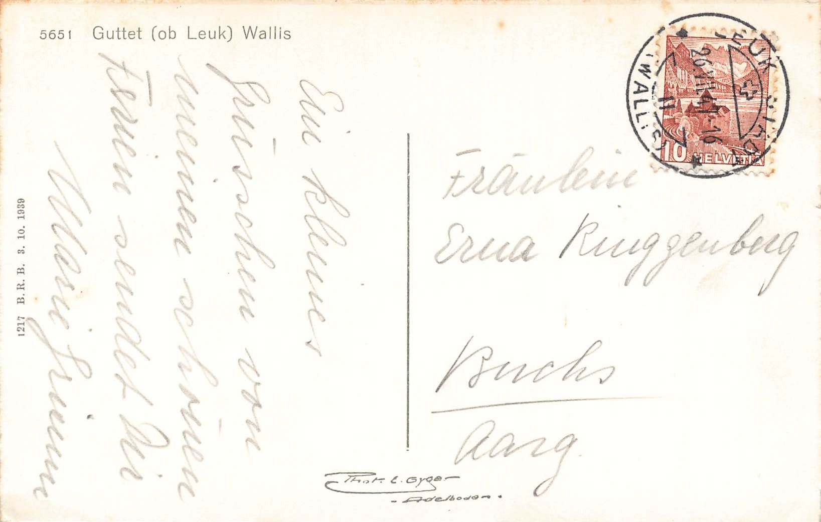 Cartoline postali: Gullet ( ob leuk ) wallis – Usato da Biasca venduto da Blenio71 1