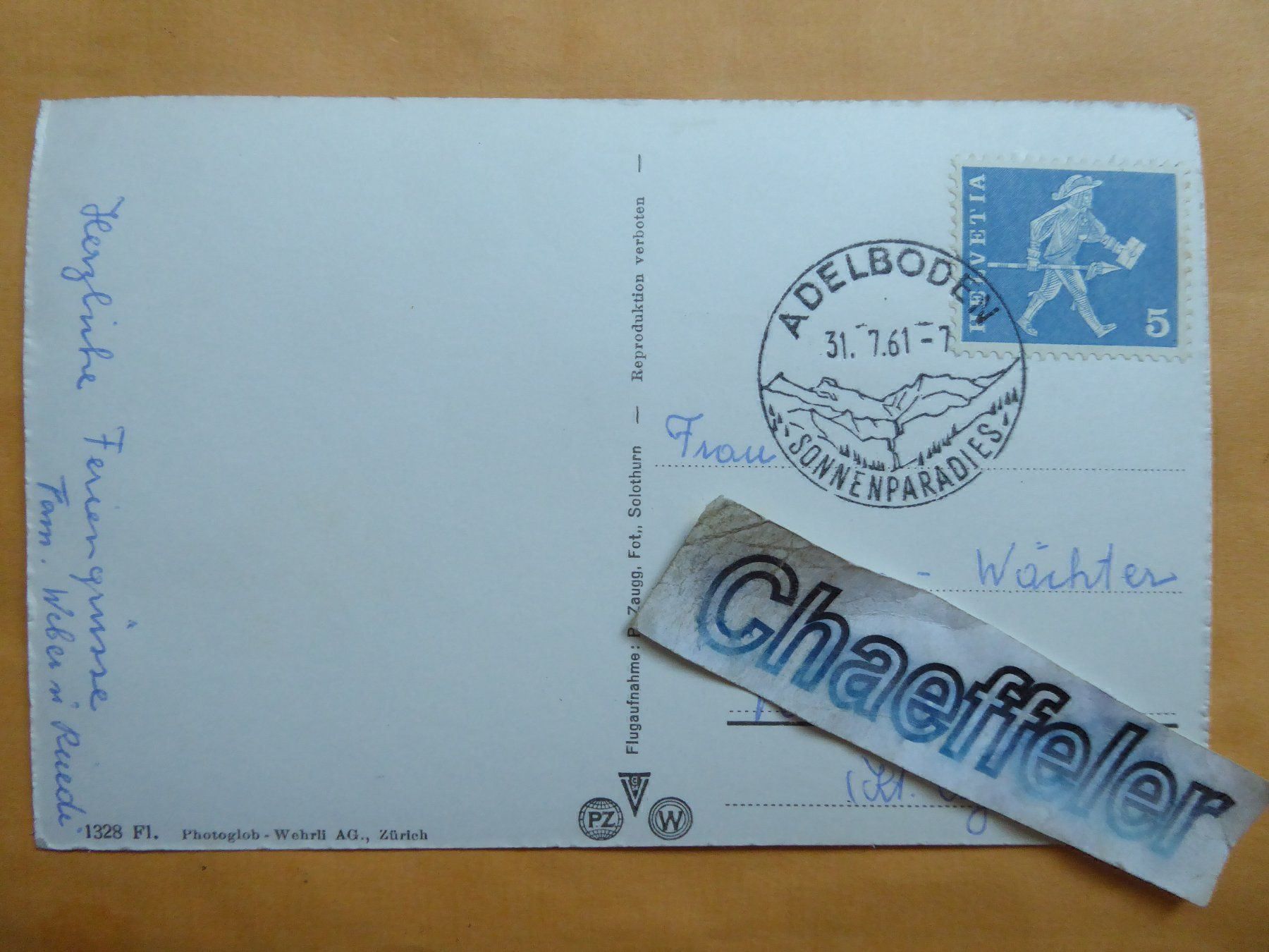 Cartoline postali: 1961 Adelboden – Usato da Zürich venduto da Chaeffeler 1
