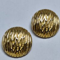 Vintage Soleil Paris Ohrclips goldfarben strukturiert rund #