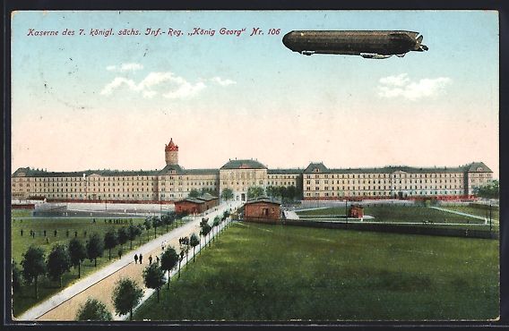 Foto & Poster: Leipzig, Zeppelin über der Kaserne des  – Usato da Berlin venduto da bartko-reher