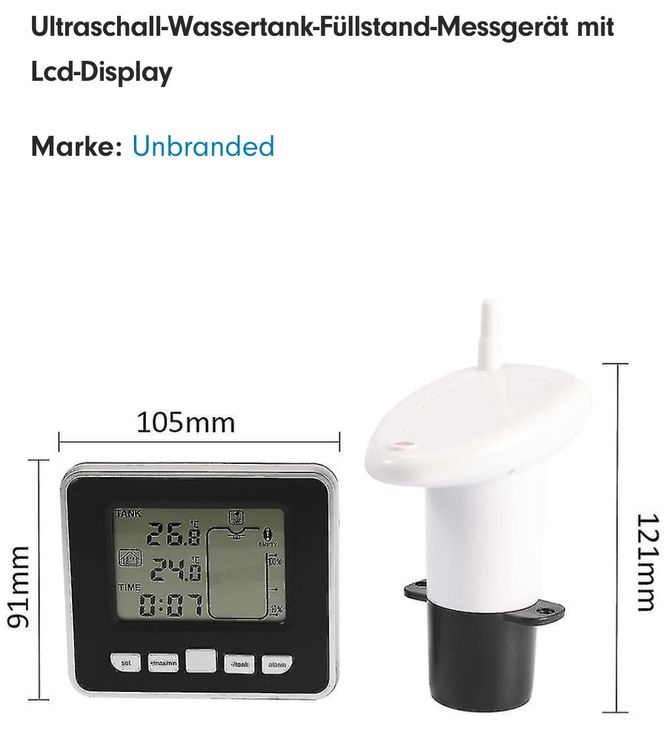 Yurosuis Wassertank Füllstandssensor - Ultraschall Messgerät Mit Display