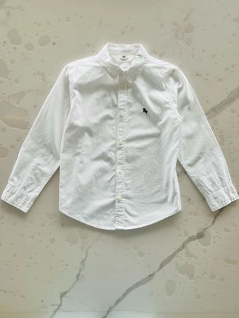 Chemise blanche H&M manches longues, 100%coton, 6-7 ans, 122