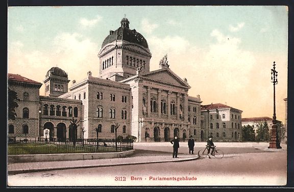 Cartoline postali: AK Bern, Strasse am Parlamentsgebäude – Usato da Berlin venduto da bartko-reher
