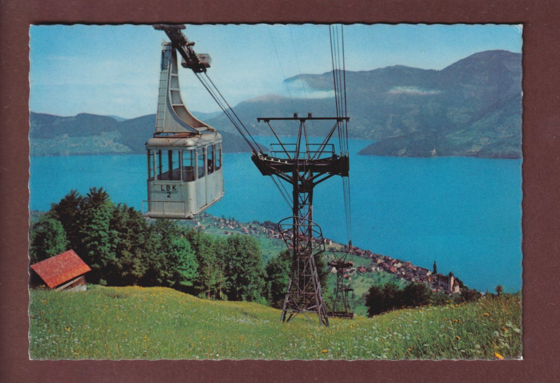 Cartoline postali: Luftseilbahn BECKENRIED-KLEWENALP - 1962 – Usato da Pully venduto da nicecards