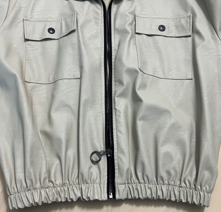 Damen-Jacke, hellgrau, Textil-Leder 40/42 XL, s.sommerleicht