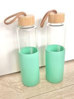 Neu: 2 Glasflaschen Flasche Trinkflasche Glas Silikon