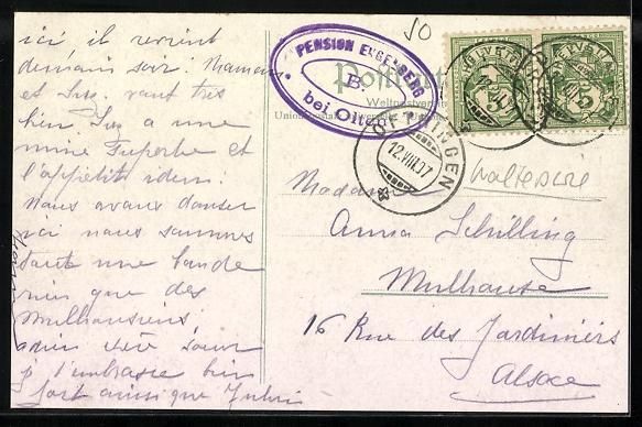Cartoline postali: Litho Engelberg b. Olten, Pension Engelb – Usato da Berlin venduto da bartko-reher 1
