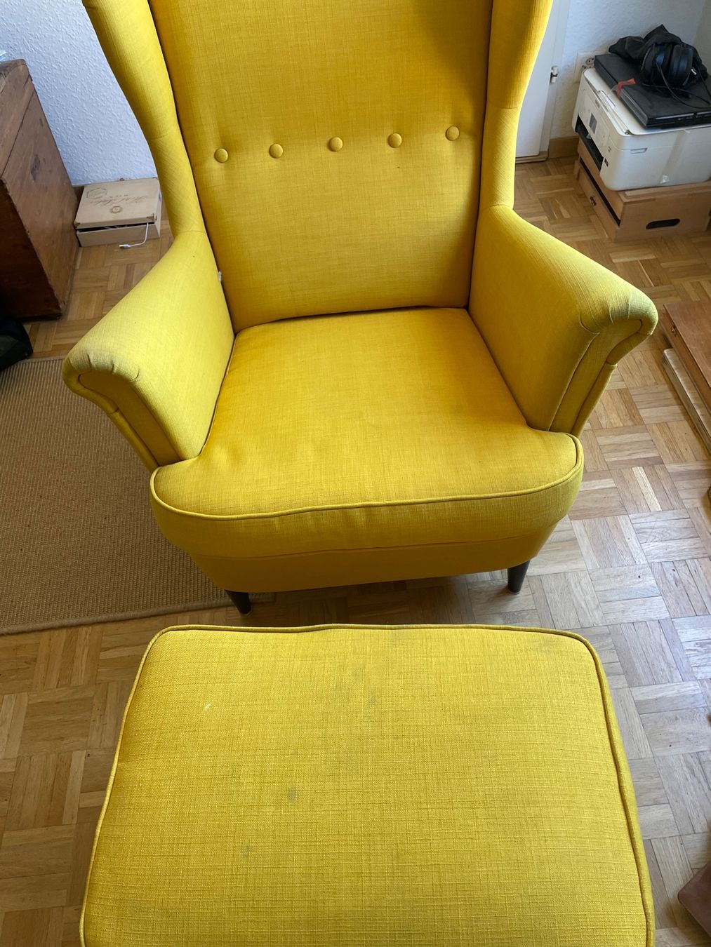 Ikea Poltrone: Ikea Strandmon Wingback Chair & Ottoman - Blue - Chic! – Usato da Genève venduto da jeremiej 5