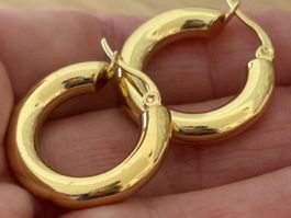 Elegante Creolen Edelstahl Orstecker Ohrschmuck Farbe :Gold