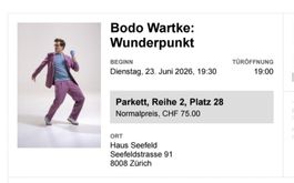 Bodo Wartke, 1 Ticket, 23.06.26, Zürich