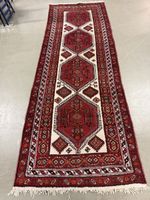 Orient Teppich Läufer rot beige geometrisch gemustert