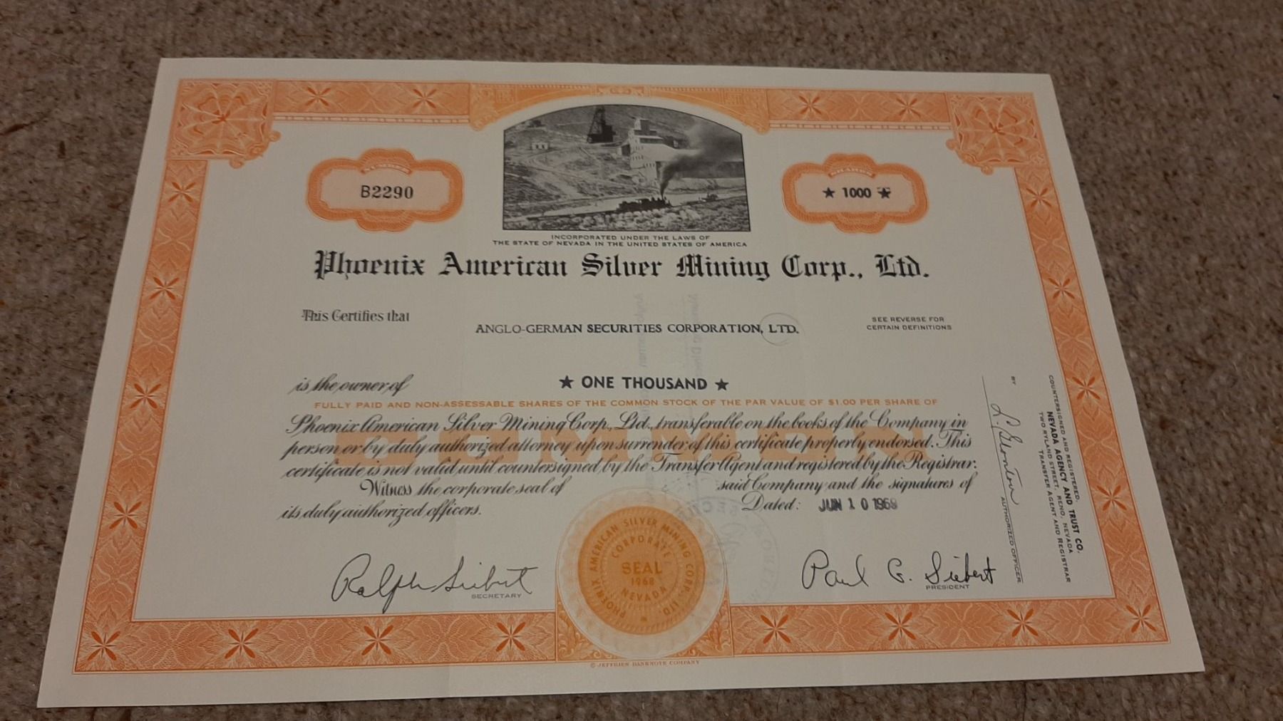 Documenti: Aktie Phoenix American Silver Mining Corp. Ltd – Usato da Porza venduto da ulletta1