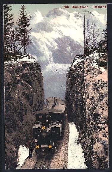Cartoline postali: AK Brünigbahn vor der Passhöhe, 1911 – Usato da Berlin venduto da bartko-reher