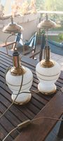 Coppia lampade vintage vetro bianco oro base metallo
