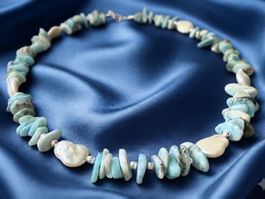 Unikat 💎 Neue Halskette Larimar & Barockperlen Silber 925