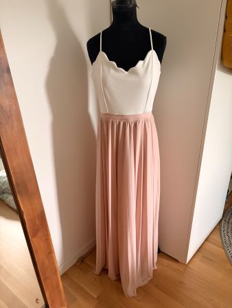 Kleid lang Marke ABOUT YOU Farbe Weiss/Rosa Groesse 38