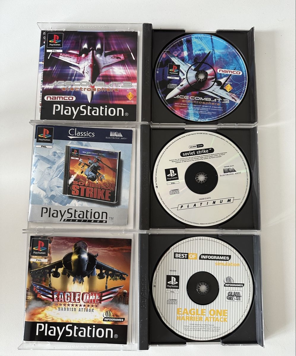 Giochi: PlayStation 1 Spiele: Ace Combat 3, Eagle One, Soviet Strike – Usato da Oberengstringen venduto da sasej 1