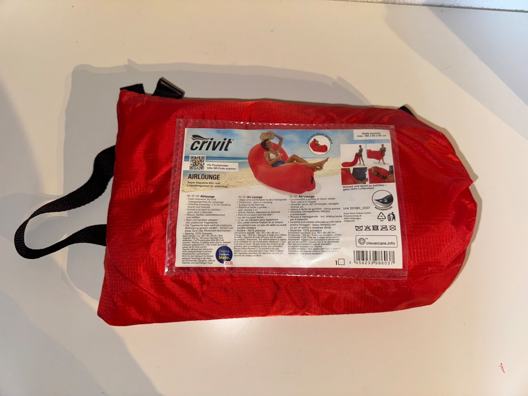 Kissen: rote Crivit AirLounge – Neu (gemäss Beschreibung) aus Grosswangen von Second_hand_paradise