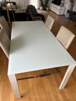 Esstisch Glasplatte Metallgestell modern 180x90x73 Weiss