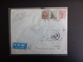 Indien British Brief von 1937 nach CSSR gelaufen