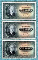 Czecoslovakai noten 3 stück