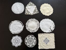 9x Spitzendeckchen, Tischset, Untersetzer, Spitze, vintag...