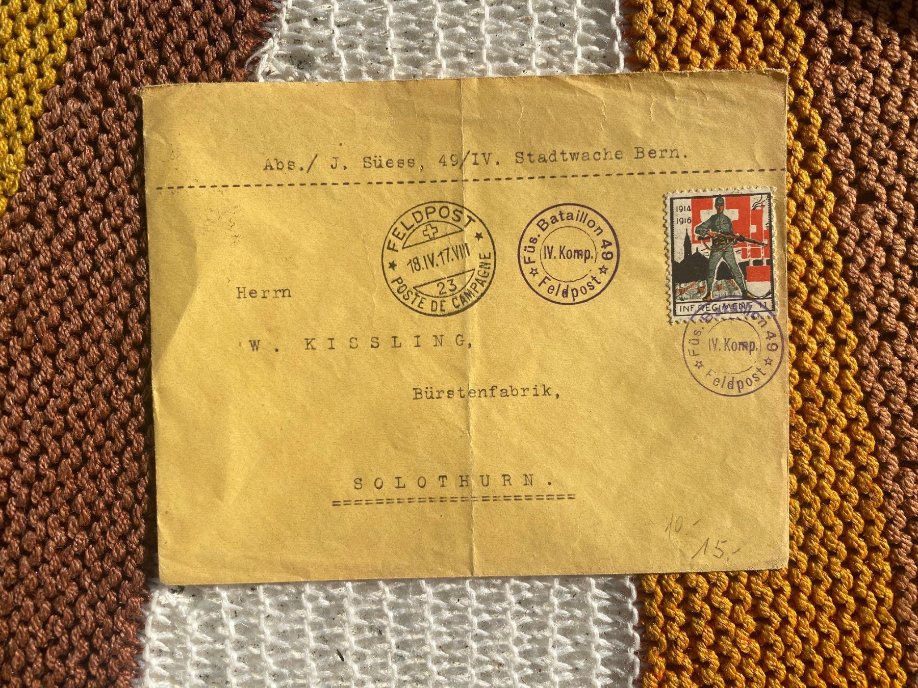 Cartes postales: 1917 Briefhülle Militär 39 – D'occasion à Trimbach par Antik-Samariter