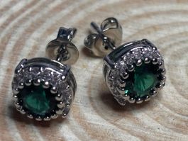 Boucles d’oreilles plaquées or émeraudes ✨