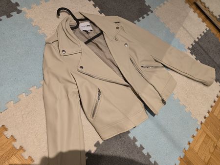 Trendige Kunstlederjacke, beige, Grösse S