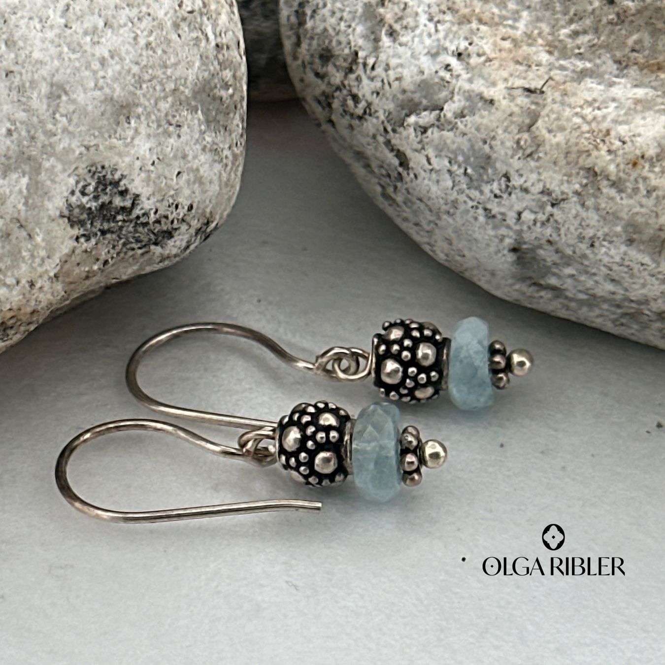 Olga Ribler Boucles d'oreille: Silberohrhänger mit Aquamarin – Neuf (Voir description) à Luzern par MonikaS03 3