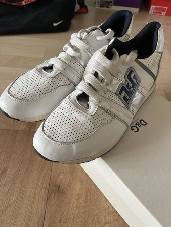 D&G Sneaker Gr. 44 Weiss/Silber Schuhe Turnschuhe Leder Mann