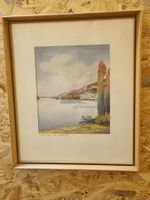 Aquarell H. Amman Ansicht Mamern  im Rahmen