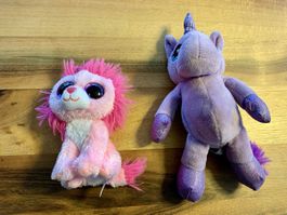 Ty Löwe Fluffy + ein Einhorn Plüschtier Stofftier
