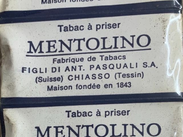 Tabacchi: Ticino - Chiasso - "Mentolino -  Tabac à priser". – Usato da Sorengo venduto da 74in 2
