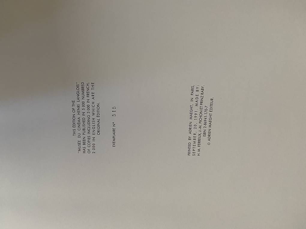 Libri: Musee du Cinema Henri Langlois 1991 – Usato da Zürich venduto da Jansales 2